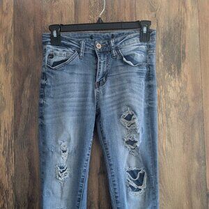 KanCan Skinny Jean Mid-Rise Denim Patch Destroyed Distressed VBK1268 3360 25